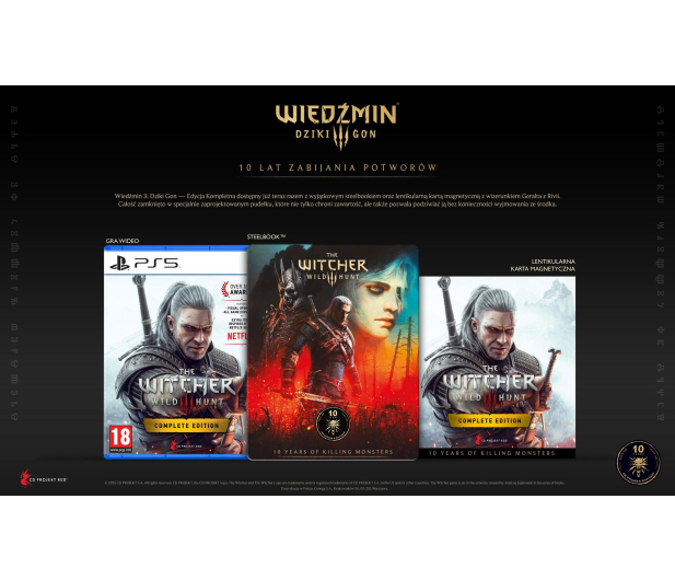 PlayStation Wiedźmin 3 Dziki Gon - Edycja Kompletna + Jubileuszowy Steel 5908305250463 / cenega - 1363537 - zdjęcie 3